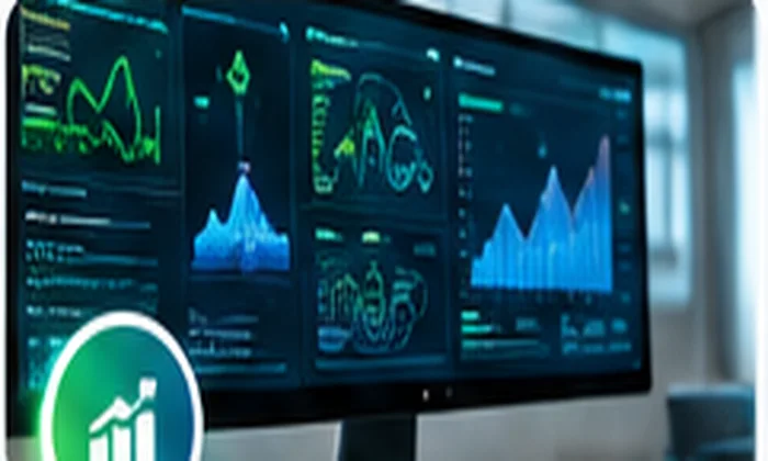 Monitor con gráficos e indicadores de proceso, imagen conceptual de recomendaciones